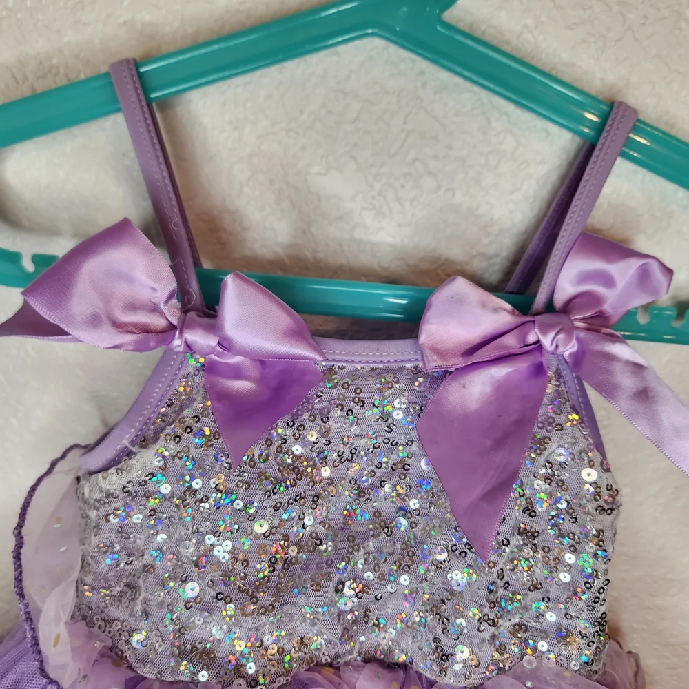 Weissman 7103 Girls Lavender Sequin Tulle dance recital dress size SC
